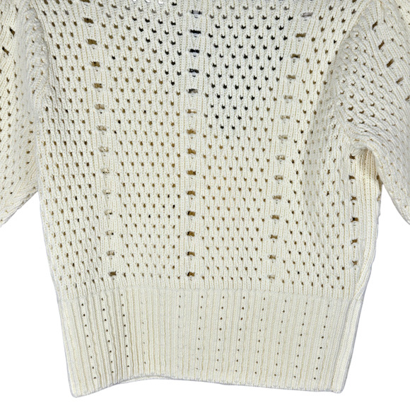 English Factory Cardigan Womens XSmall Pastel Yellow Crochet Cropped Scalloped - Picture 11 of 12